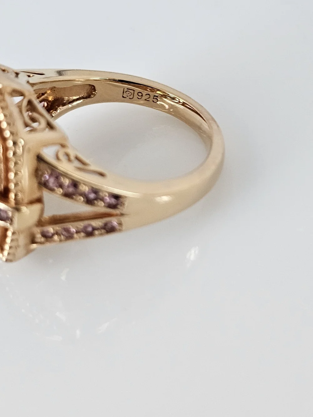 Gorgeous Vintage Peridot & Pink Sapphire Ring Rose Gold Vermeil Size 7! - Picture 6 of 8